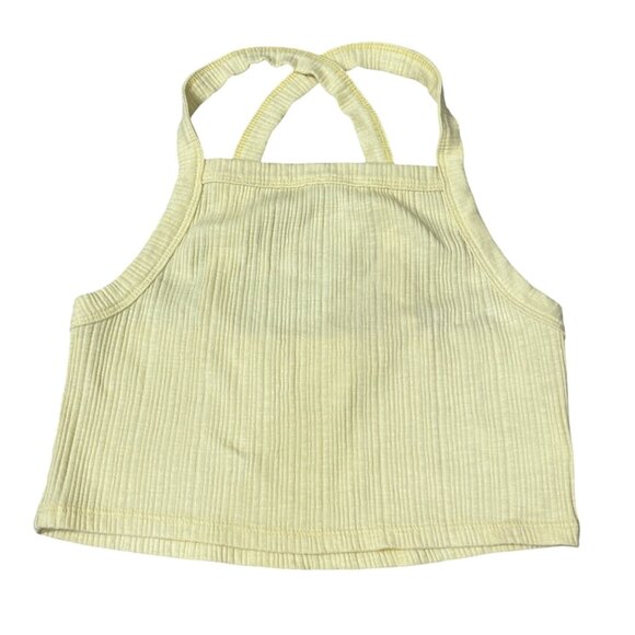 3 American Eagle Ribbed Tank Top Cross Back Cropped Small S Green Pink Yellow Bu - Picture 5 of 12
